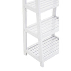 White Tropical Hevea Wood 4 Tier Ladder Shelf Unit