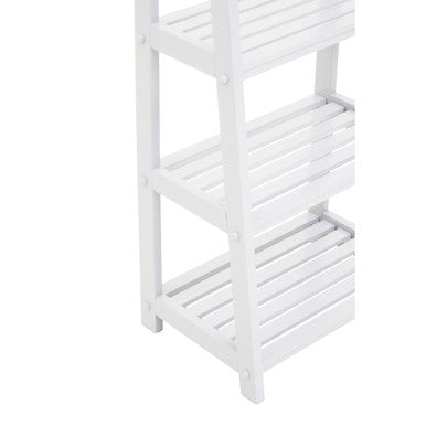 White Tropical Hevea Wood 4 Tier Ladder Shelf Unit
