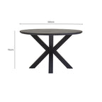 Black Wood Veneer Round Dining Table with Metal Legs