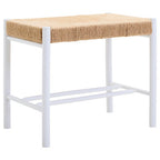 Small Natural Rope White Beechwood Bench with Handwoven Seat