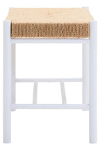 Small Natural Rope White Beechwood Bench with Handwoven Seat