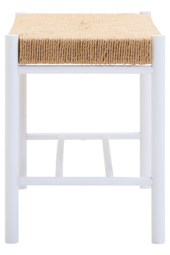 Small Natural Rope White Beechwood Bench with Handwoven Seat