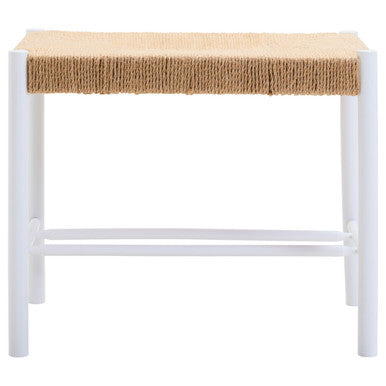 Small Natural Rope White Beechwood Bench with Handwoven Seat