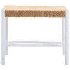 Small Natural Rope White Beechwood Bench with Handwoven Seat