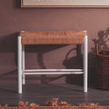 Small Natural Rope White Beechwood Bench with Handwoven Seat