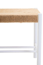 Small Natural Rope White Beechwood Bench with Handwoven Seat