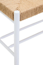 Small Natural Rope White Beechwood Bench with Handwoven Seat