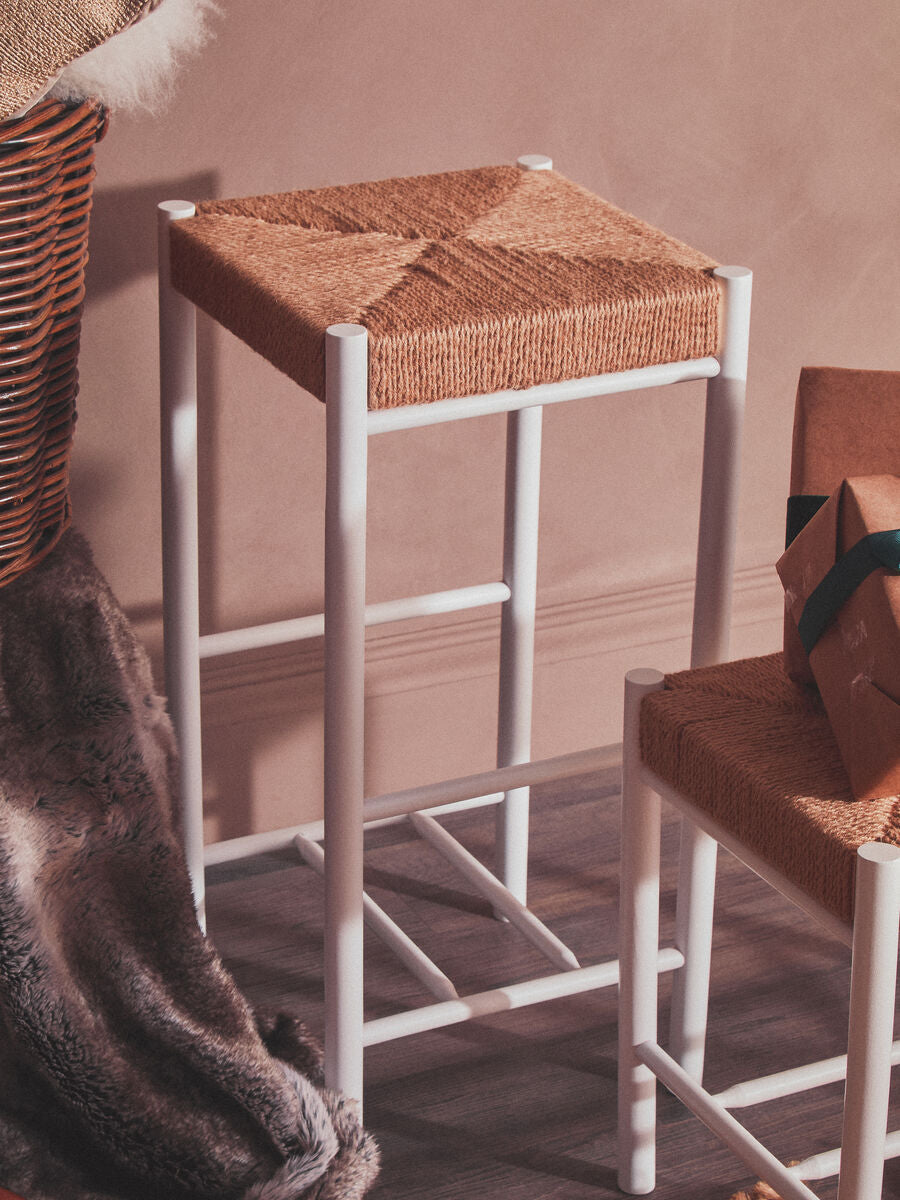 Natural Rope and White Bar Stool