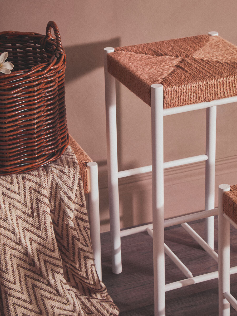 Natural Rope and White Bar Stool