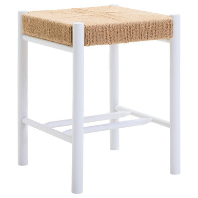 Natural Rope White Beechwood Stool with Handwoven Seat