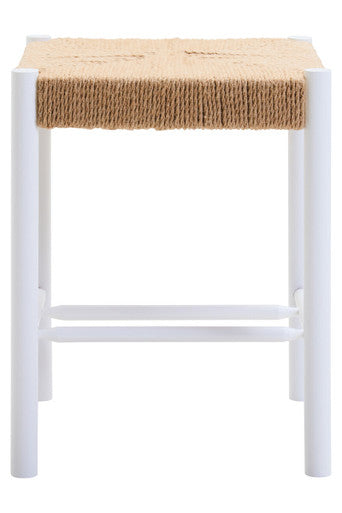 Natural Rope White Beechwood Stool with Handwoven Seat