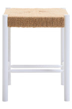 Natural Rope White Beechwood Stool with Handwoven Seat