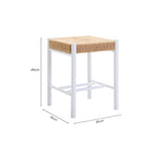 Natural Rope White Beechwood Stool with Handwoven Seat