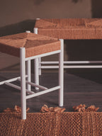 Natural Rope White Beechwood Stool with Handwoven Seat