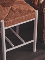 Natural Rope White Beechwood Stool with Handwoven Seat
