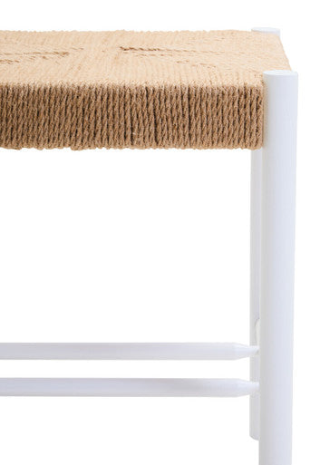 Natural Rope White Beechwood Stool with Handwoven Seat