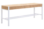 Large Natural Rope White Beechwood Bench with Handwoven Seat