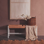 Large Natural Rope White Beechwood Bench with Handwoven Seat