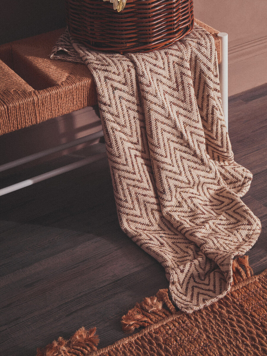 Large Natural Rope White Beechwood Bench with Handwoven Seat