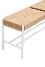 Large Natural Rope White Beechwood Bench with Handwoven Seat