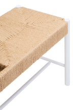 Large Natural Rope White Beechwood Bench with Handwoven Seat