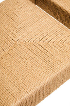 Large Natural Rope White Beechwood Bench with Handwoven Seat