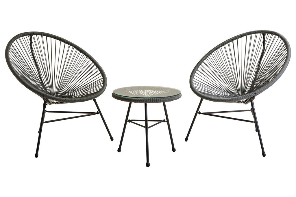 Grey 3 Piece Rattan Patio Set