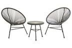 Grey 3 Piece Rattan Patio Set
