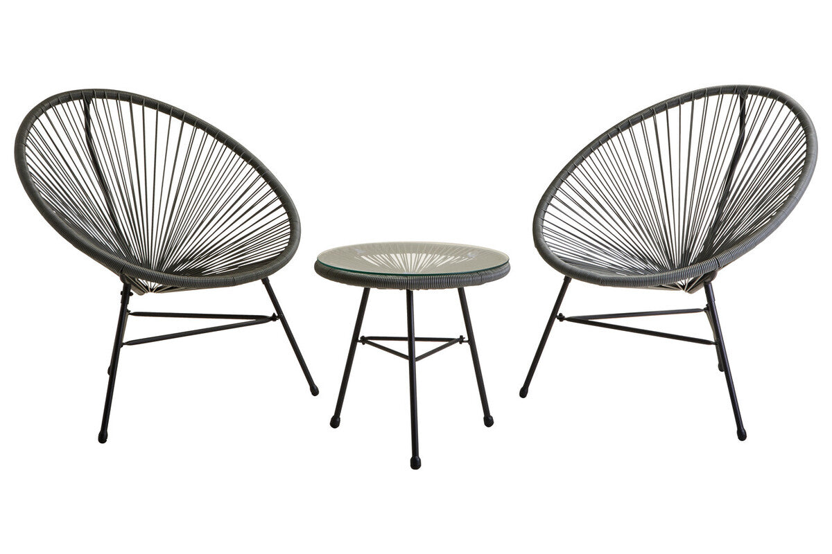 Grey 3 Piece Rattan Patio Set