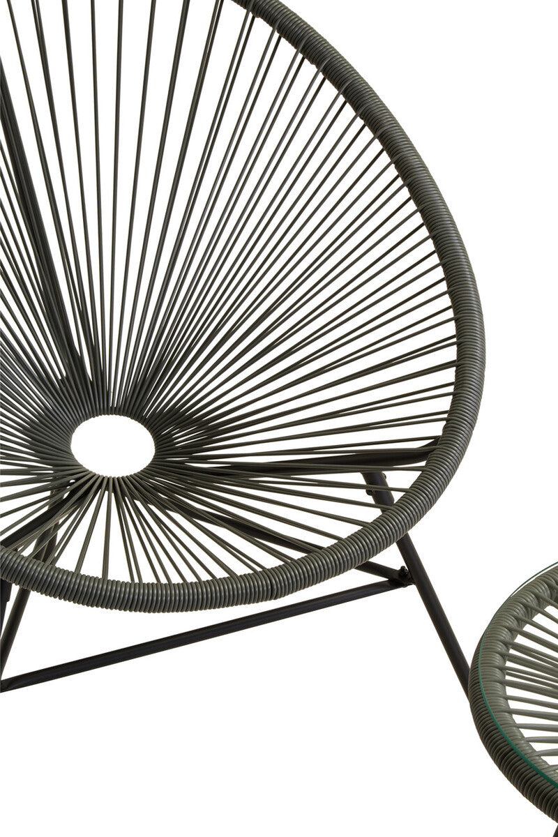 Grey 3 Piece Rattan Patio Set