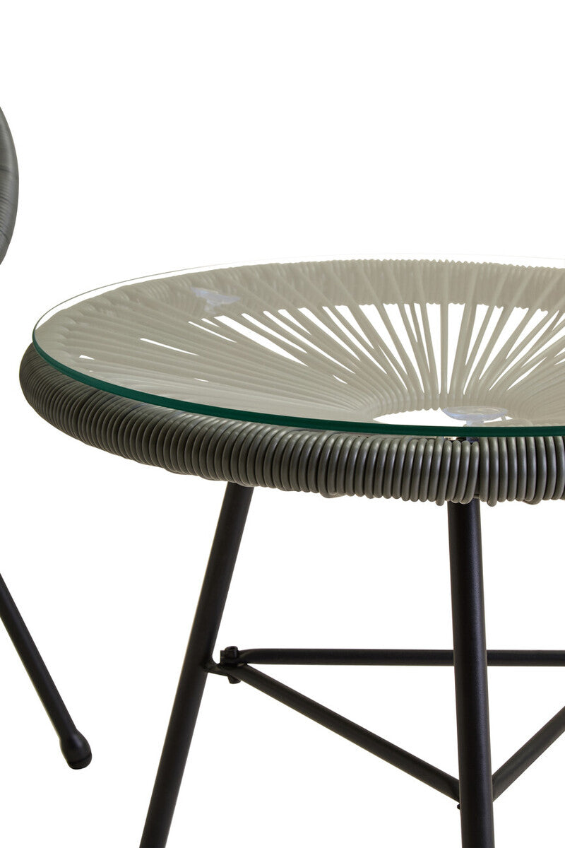 Grey 3 Piece Rattan Patio Set