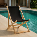 Black Wooden Deck Chair