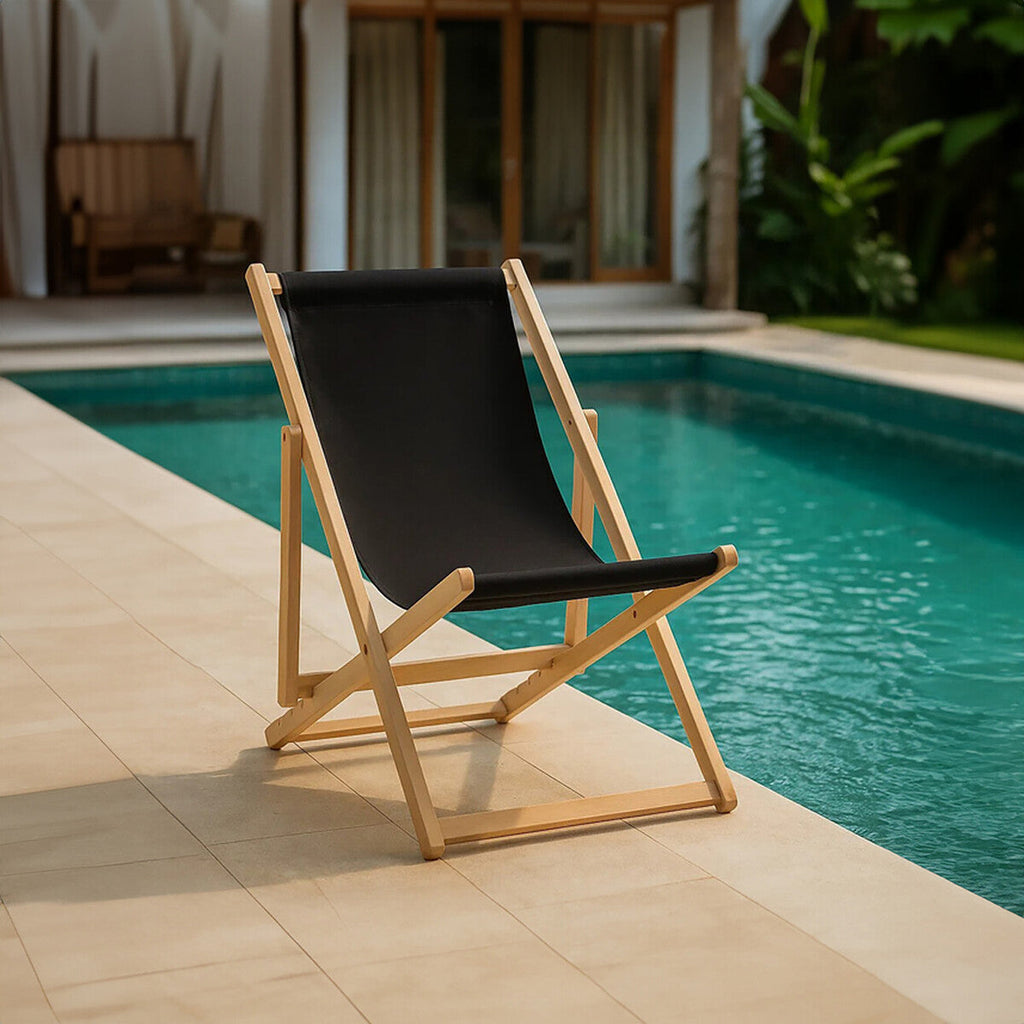 Black Wooden Deck Chair