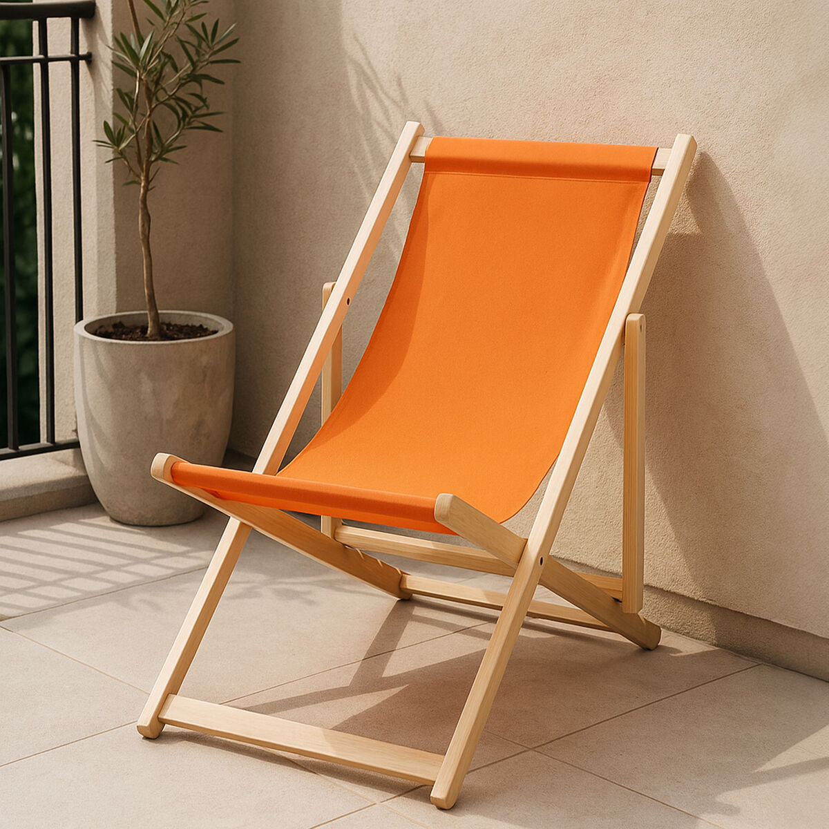 Orange Wooden Deck Chair