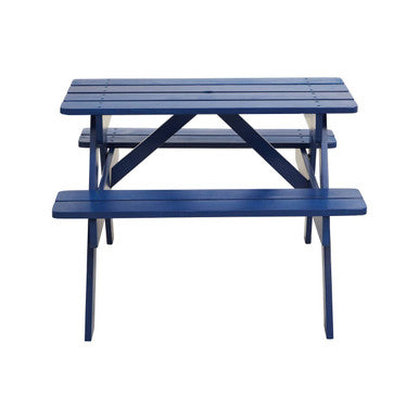 Blue Wooden Kids Picnic Bench