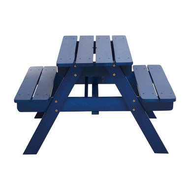 Blue Wooden Kids Picnic Bench