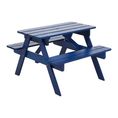 Blue Wooden Kids Picnic Bench