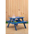 Blue Wooden Kids Picnic Bench