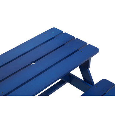 Blue Wooden Kids Picnic Bench