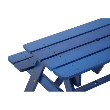 Blue Wooden Kids Picnic Bench
