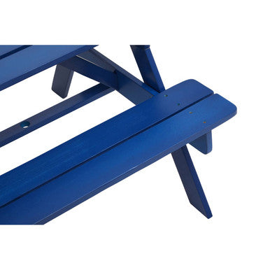 Blue Wooden Kids Picnic Bench