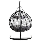 Black Rattan Effect Double Hanging Egg Chair with Sledge Base