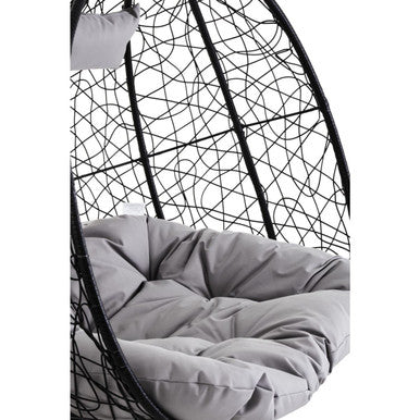 Black Rattan Effect Double Hanging Egg Chair with Sledge Base