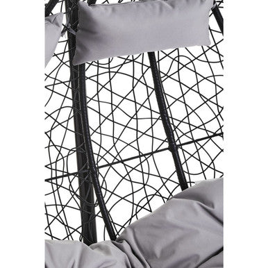 Black Rattan Effect Double Hanging Egg Chair with Sledge Base
