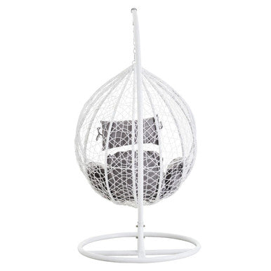 White Rattan Effect Hanging Egg Chair with Cutout Sides