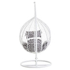 White Rattan Effect Hanging Egg Chair with Cutout Sides