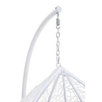 White Rattan Effect Hanging Egg Chair with Cutout Sides
