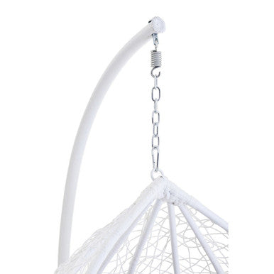 White Rattan Effect Hanging Egg Chair with Cutout Sides