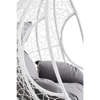 White Rattan Effect Hanging Egg Chair with Cutout Sides