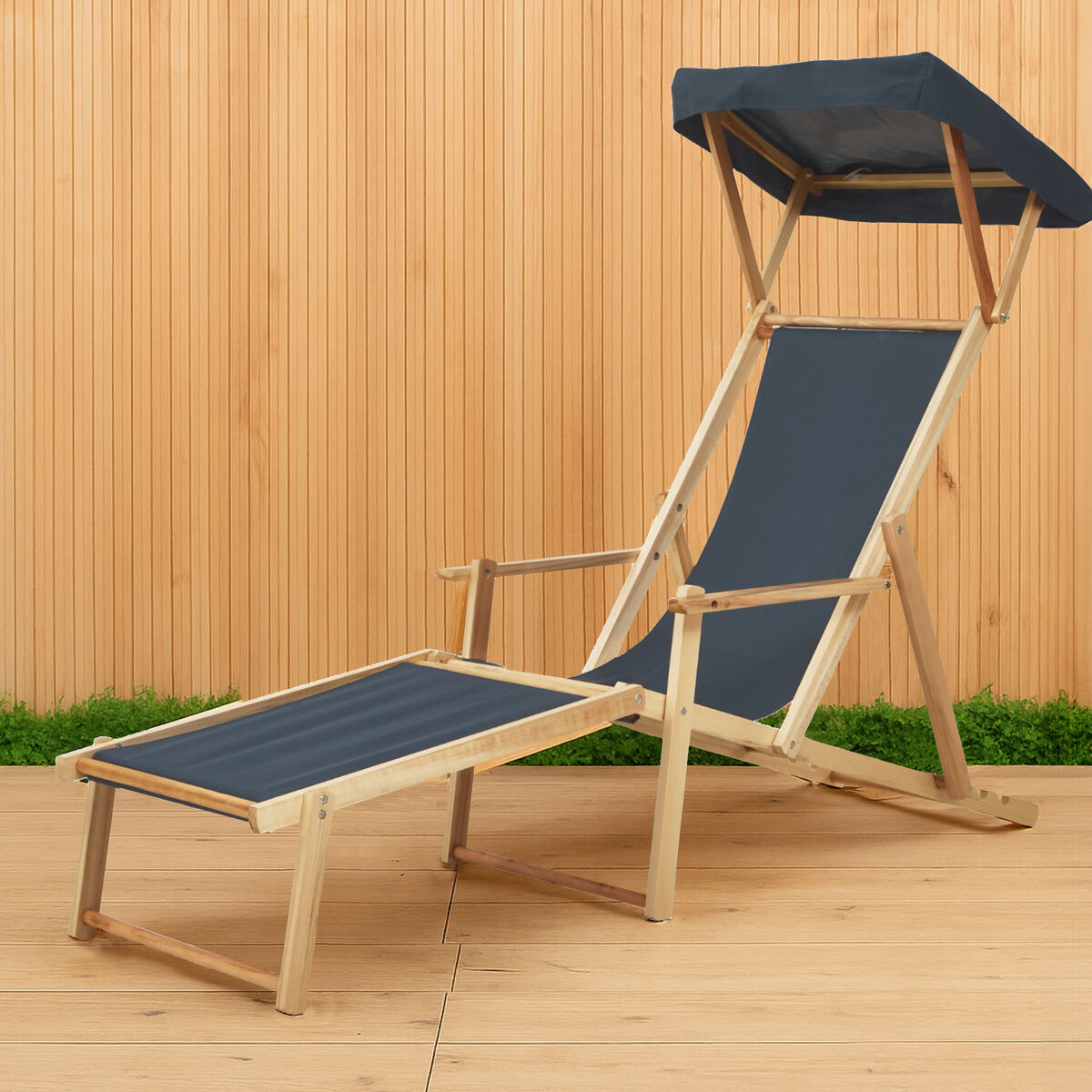 Khaki Wooden Lounger